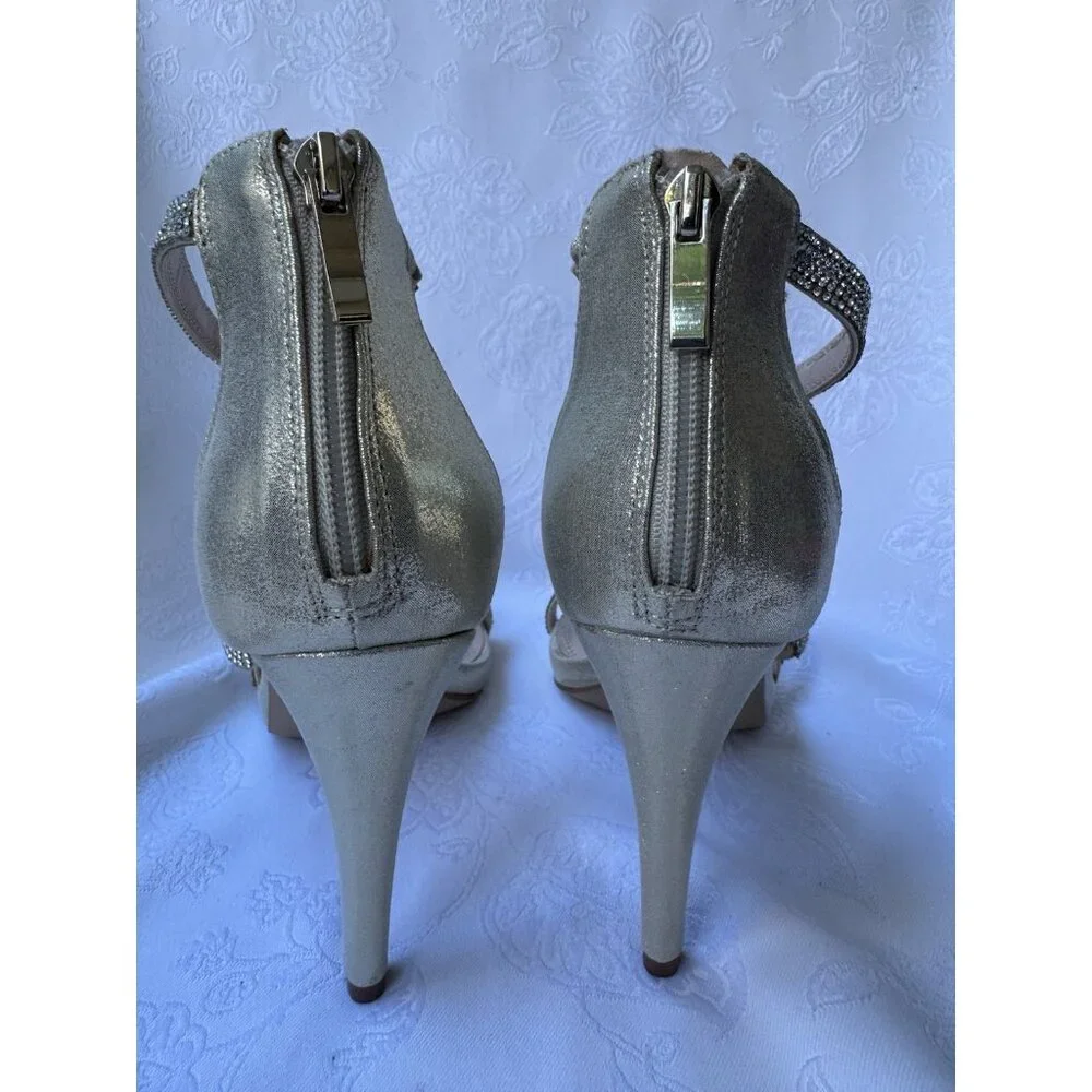 Kelly & Katie Sz 9 M Gold Metallic Courtney Jeweled Stiletto Heels Party